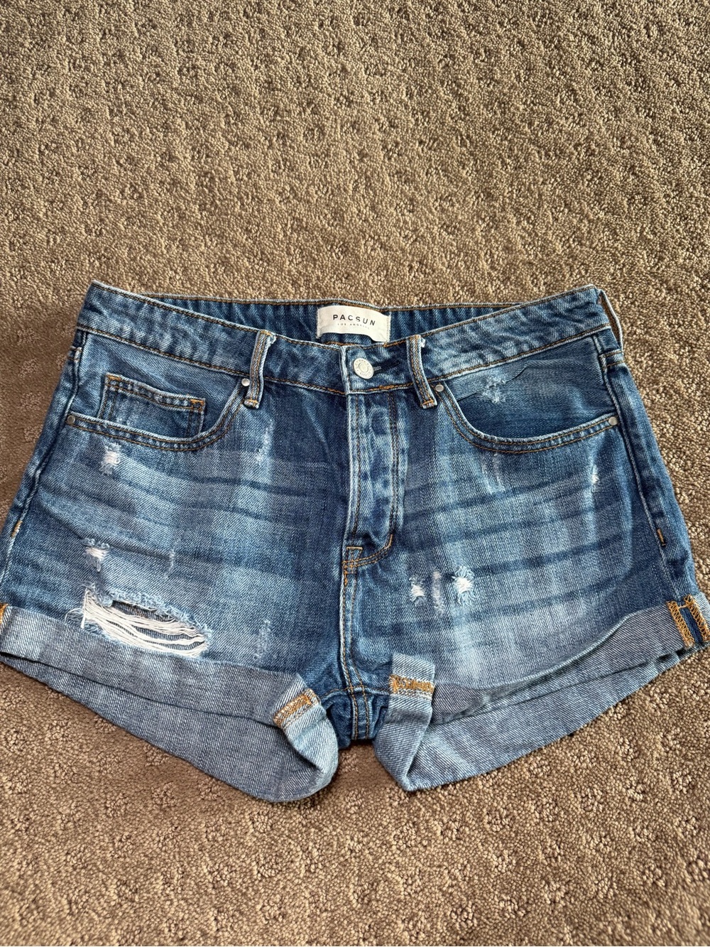 PacSun Women's Blue Distressed Denim Girlfriend Shorts